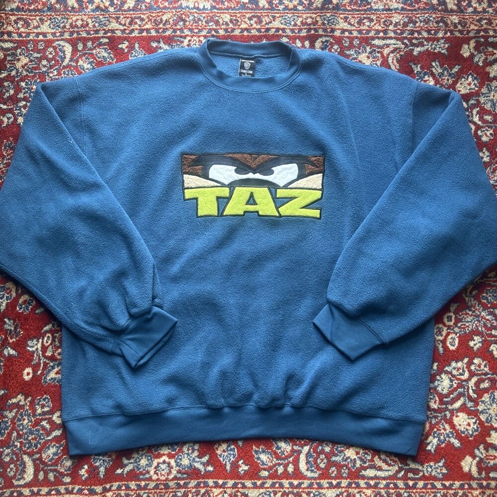 Vintage Looney Tunes Warner Bros Sweatshirt Mens XL Taz 1997 Embroidered